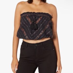 Ramy Brook Olivia Metallic Stripe Strapless tube top cotton beach Cover Up NWT